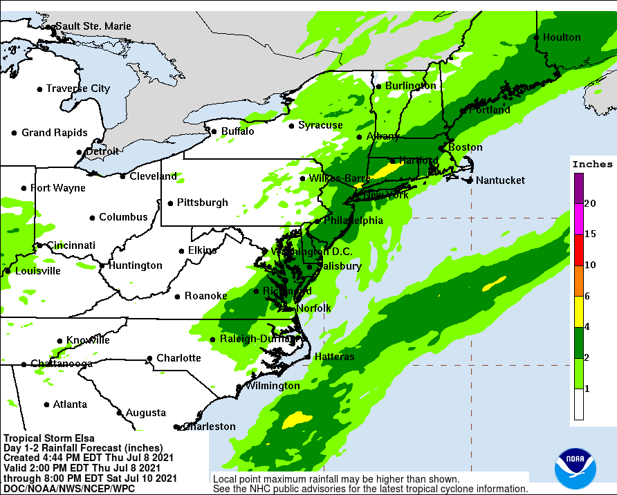 NHC Anticipated Rainfall July 8th-9th
