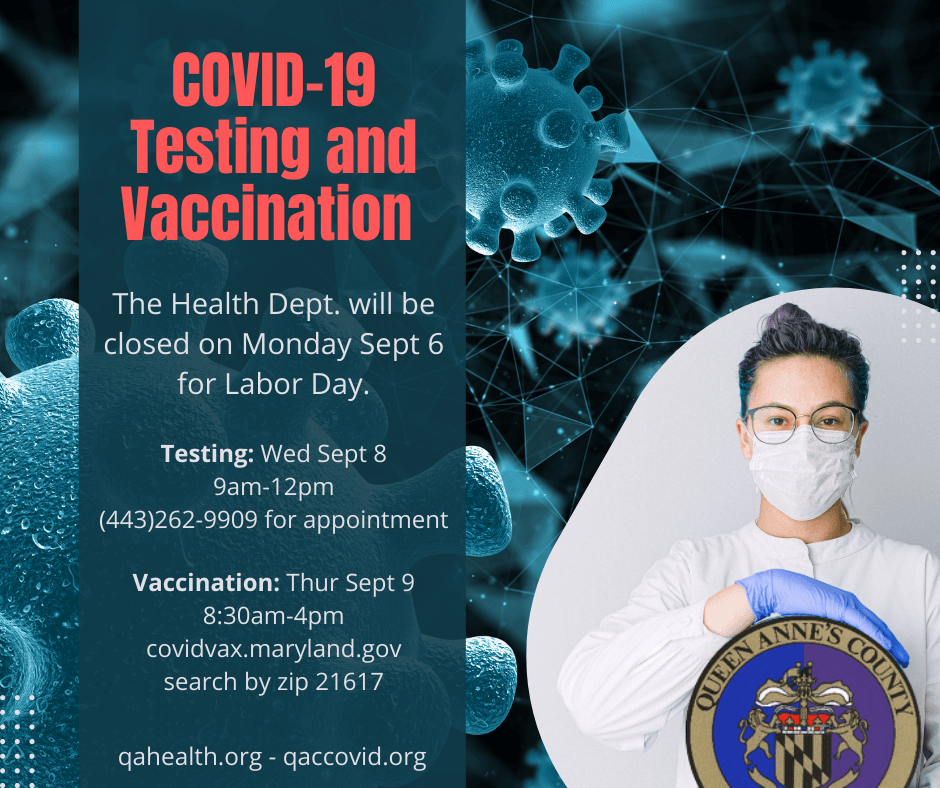 COVID-19 Testing and Vaccination for Sept 6-10