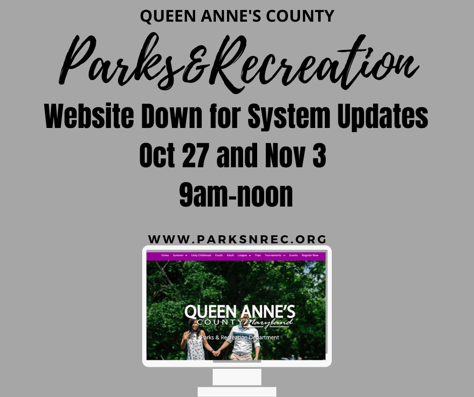 Parks and Recreation Website Down for System Upgrades Oct 27 and Nov 3 9am-noon