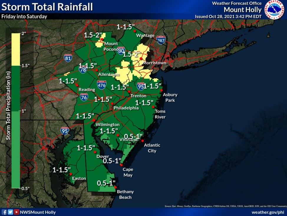 Rainfall Totals by Friday Oct 30