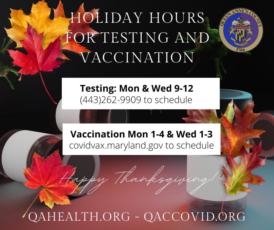 Holiday Hours for testing and vaccination