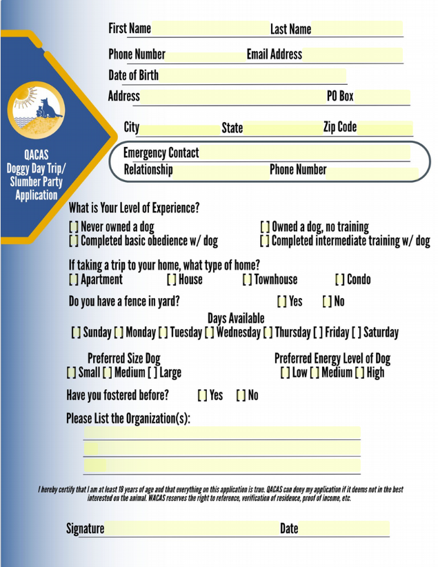 Link to Doggy Day Trip Slumber Party Application