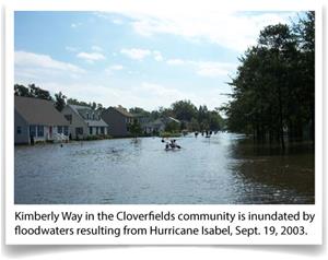 Kimberly Way in the Cloverfields community is inundated by floodwaters resulting from Hurricane Isab