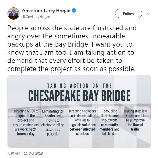 Gov Hogan Bridge Tweet